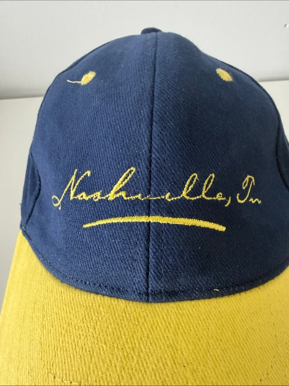 Nashville Script Two-Tone Kids Baseball Cap - Navy & Yellow